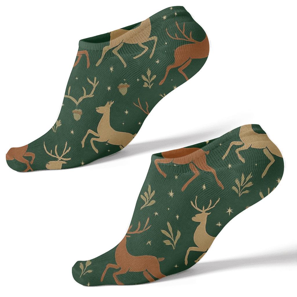 Starry Forest Tiling With Deer Motifs premium sports ankle socks
