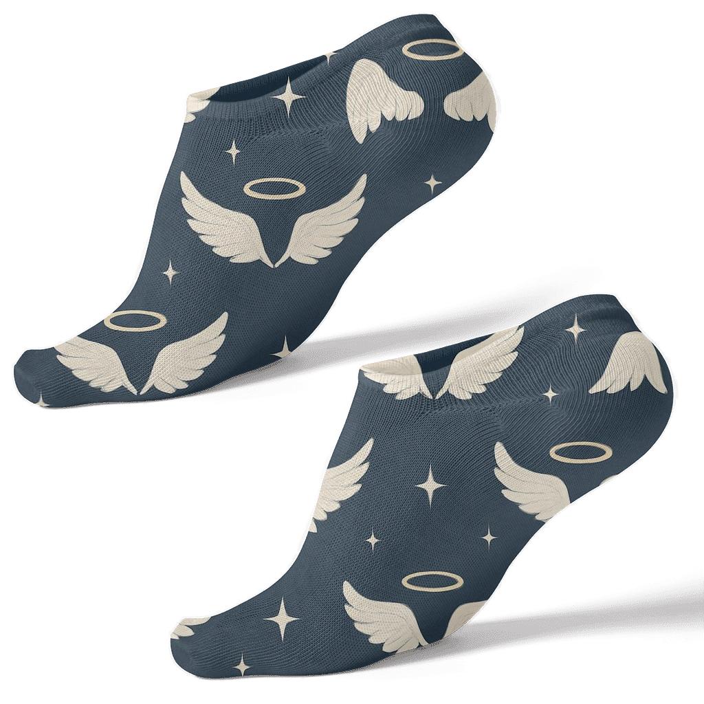 Celestial Wing Coronets Angel-Inspired Grid trendy patterned ankle socks