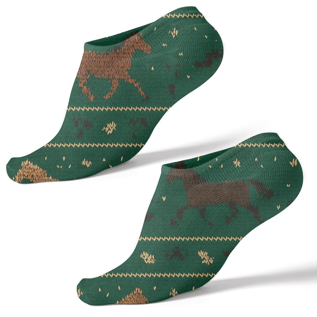 Horse Stargazer Fair Isle Pasture designer print ankle socks