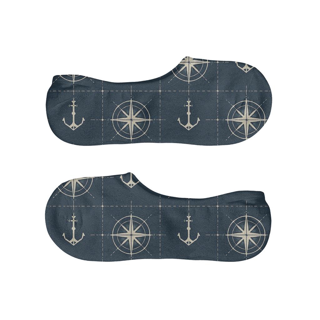 Sailor Constellation Compass Grid designer printed no-show socks