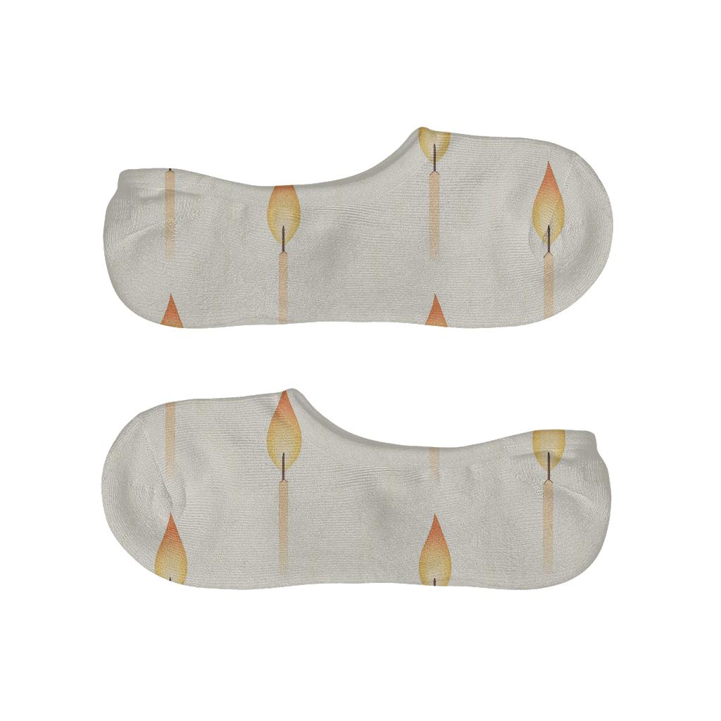Candle Ember Wave Stripes On Ivory designer print no-show socks