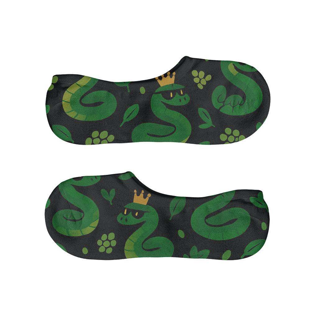Crowned Jungle Coils Pattern Snake anti-slip no-show socks