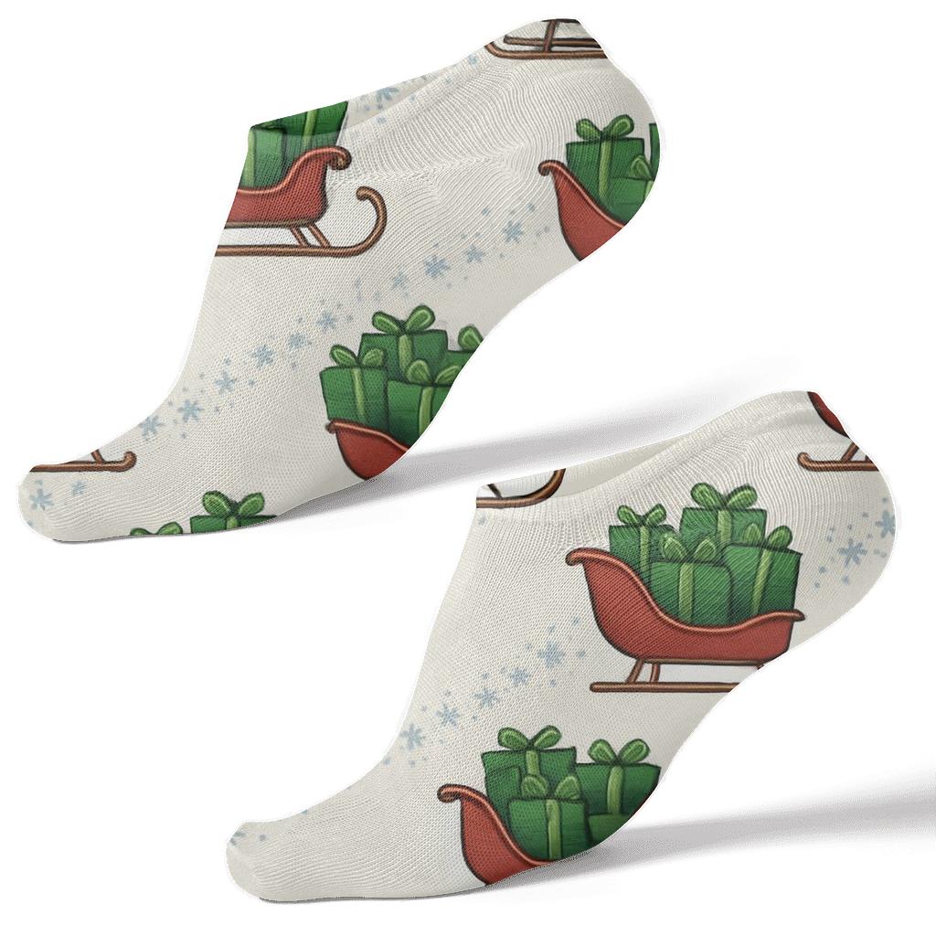 Crimson Gift Parade Pattern Sleigh unique graphic ankle socks