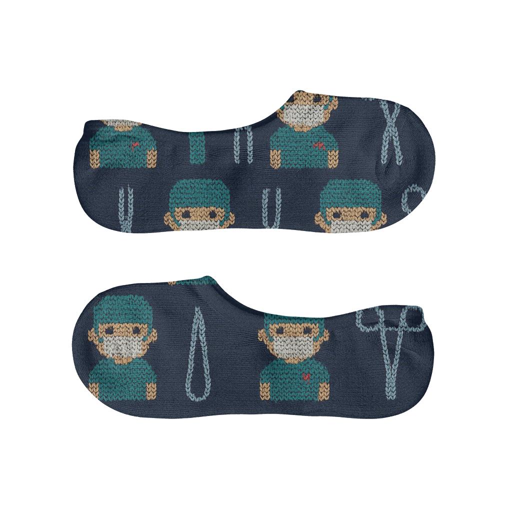 Surgeon Stitch Knit Operating Room Pattern soft cotton no-show socks