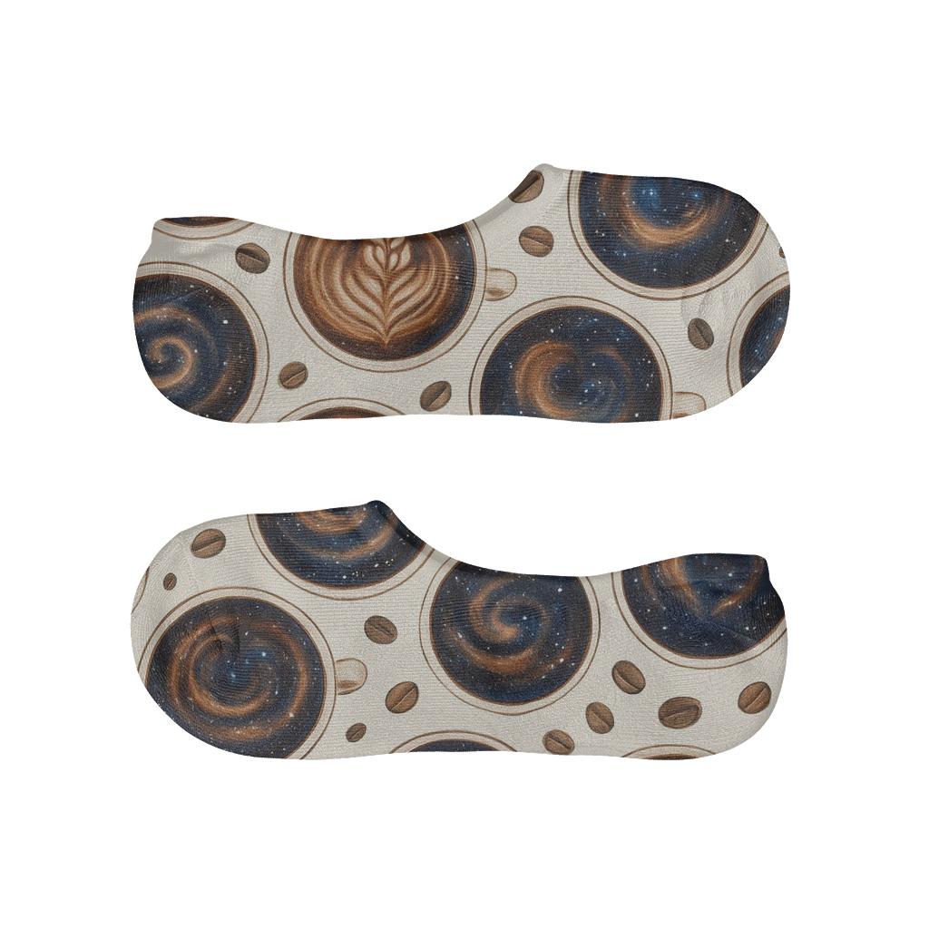 Nebula Latte Swirl Pattern Barista custom no-show socks
