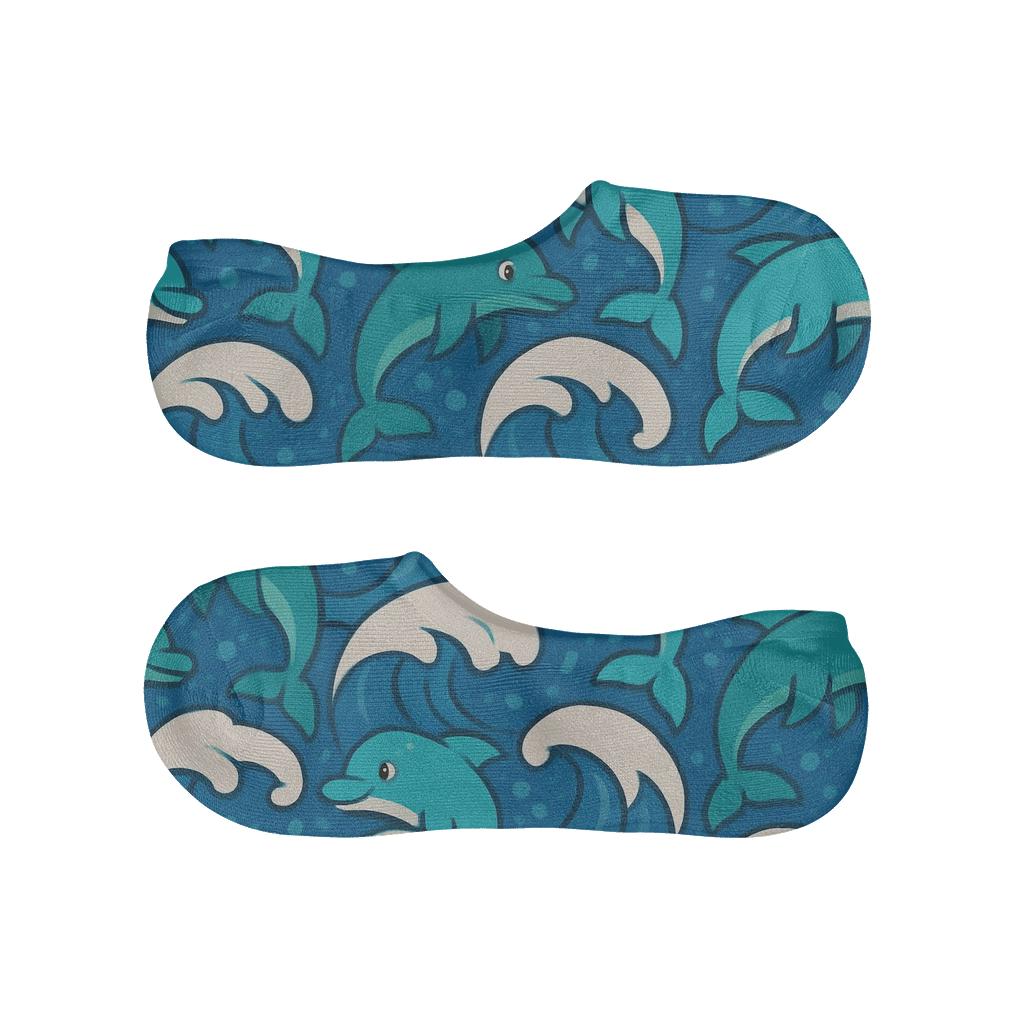 Azure Reef Dolphin Mosaic Tides breathable seamless no-show sockscustom no-show socks