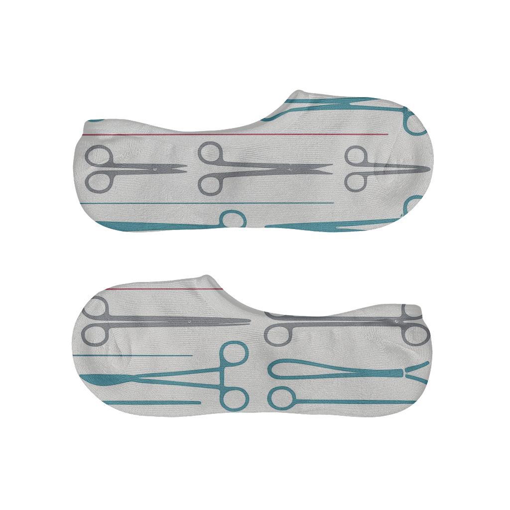 Instrument Bands With Surgeon Precision Stripes designer print no-show socks