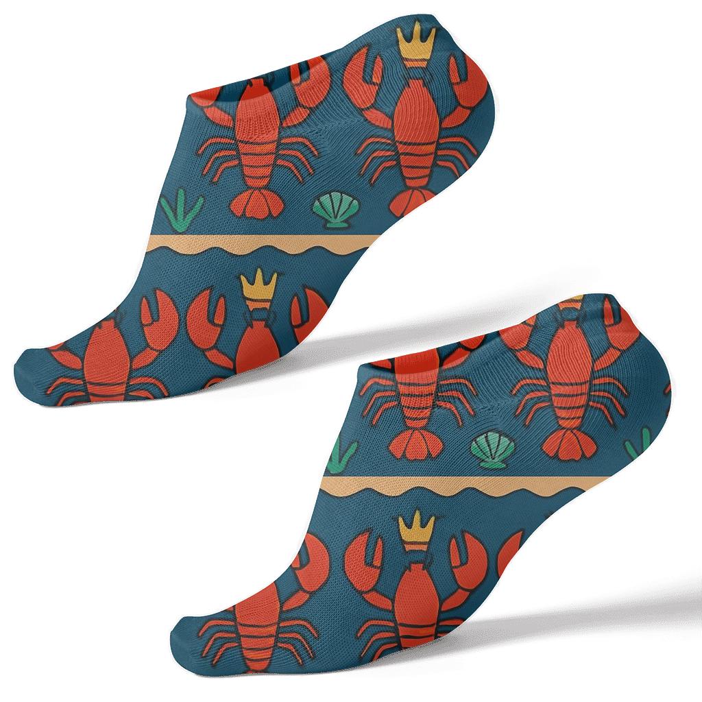 Lobster Tide Stripe Crown Pattern custom ankle socks