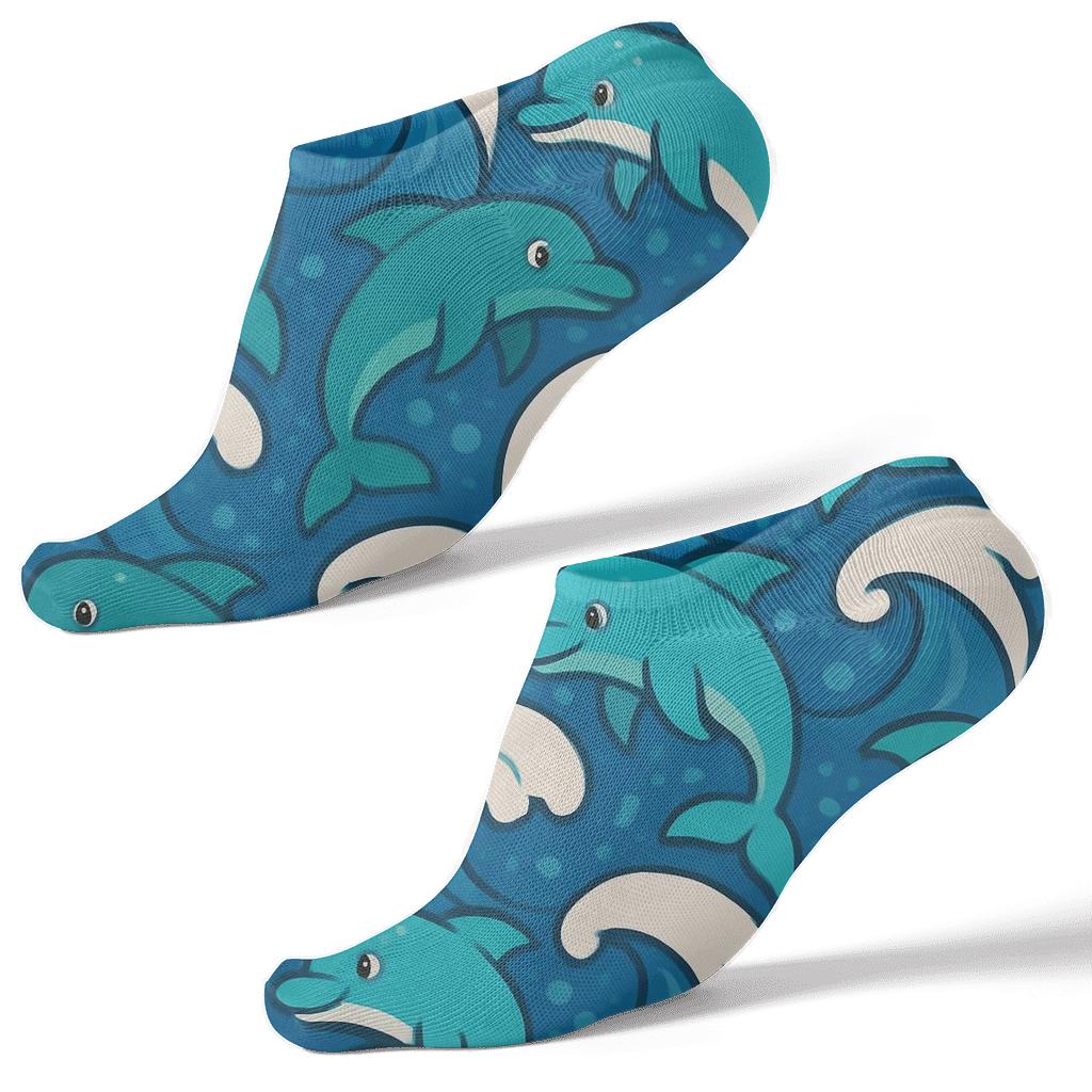 Azure Reef Dolphin Mosaic Tides soft everyday ankle socks