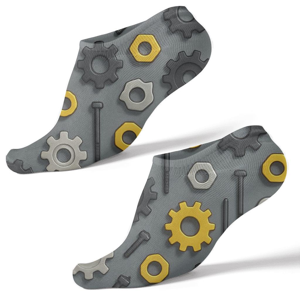 Mechanic Gear Parade On Steel Grid soft everyday ankle socks