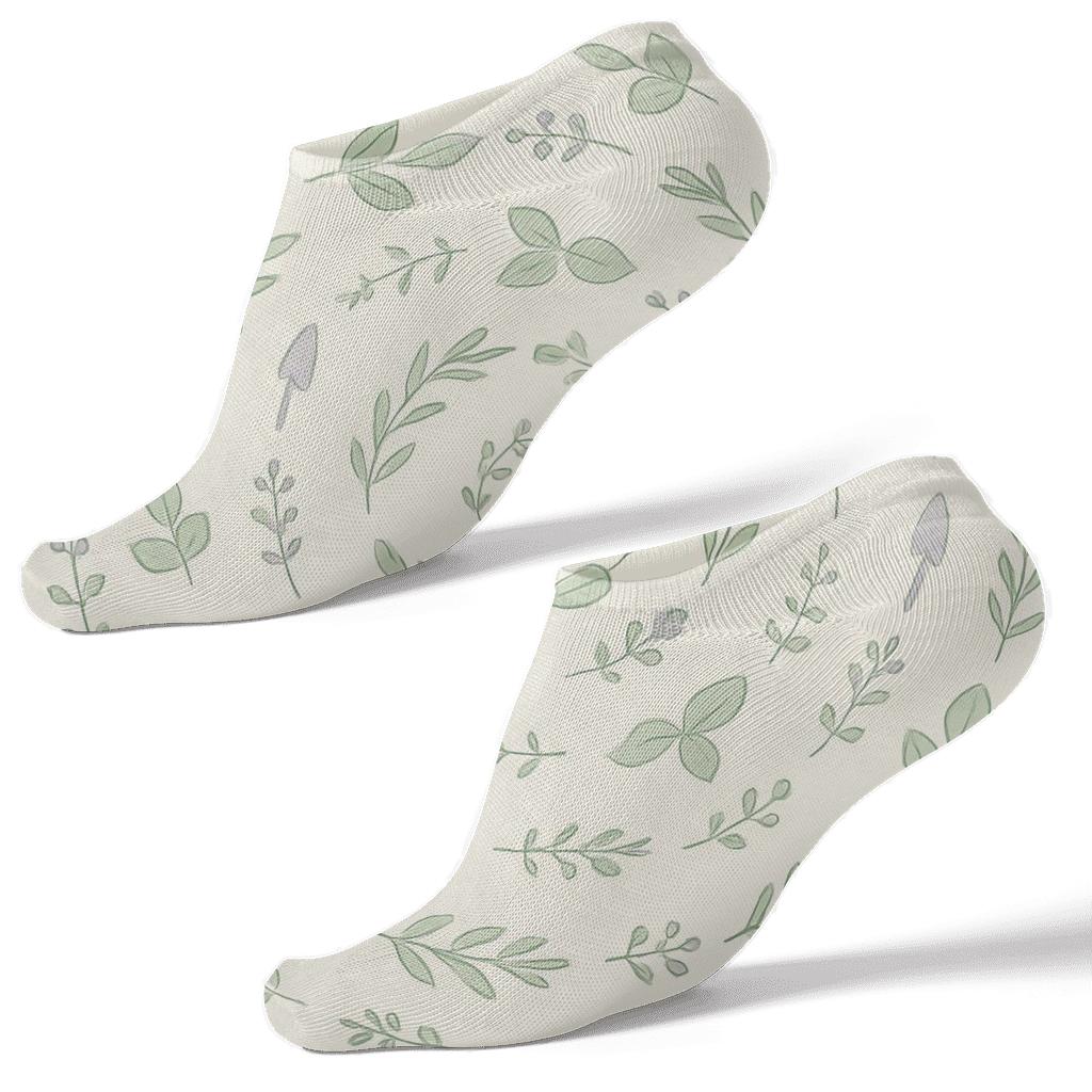 Moonlit Herb Spiral Pattern Gardener unique graphic ankle socks