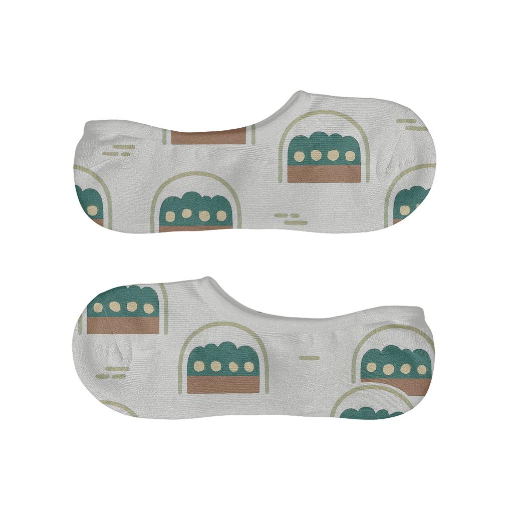Celestial Flower Bed Arches Landscaper designer printed no-show socks