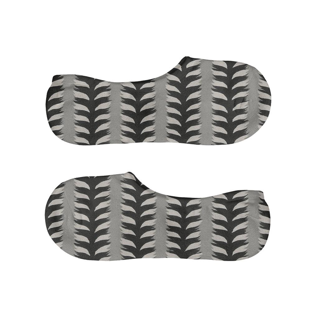 Zebra Mane Ladder Stripes On Soft Gray Field designer print no-show socks