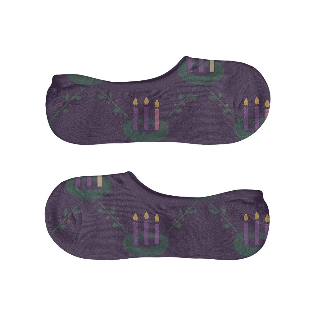 Midwinter Advent Wreath Lattice On Deep Purple trendy no-show sock styles