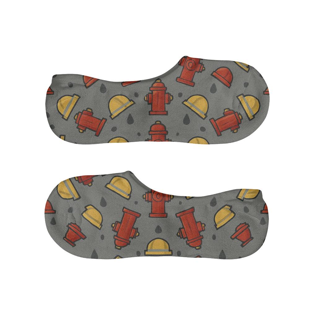 Hydrant Ring Pattern With Fire Fighter Helmets breathable seamless no-show sockscustom no-show socks