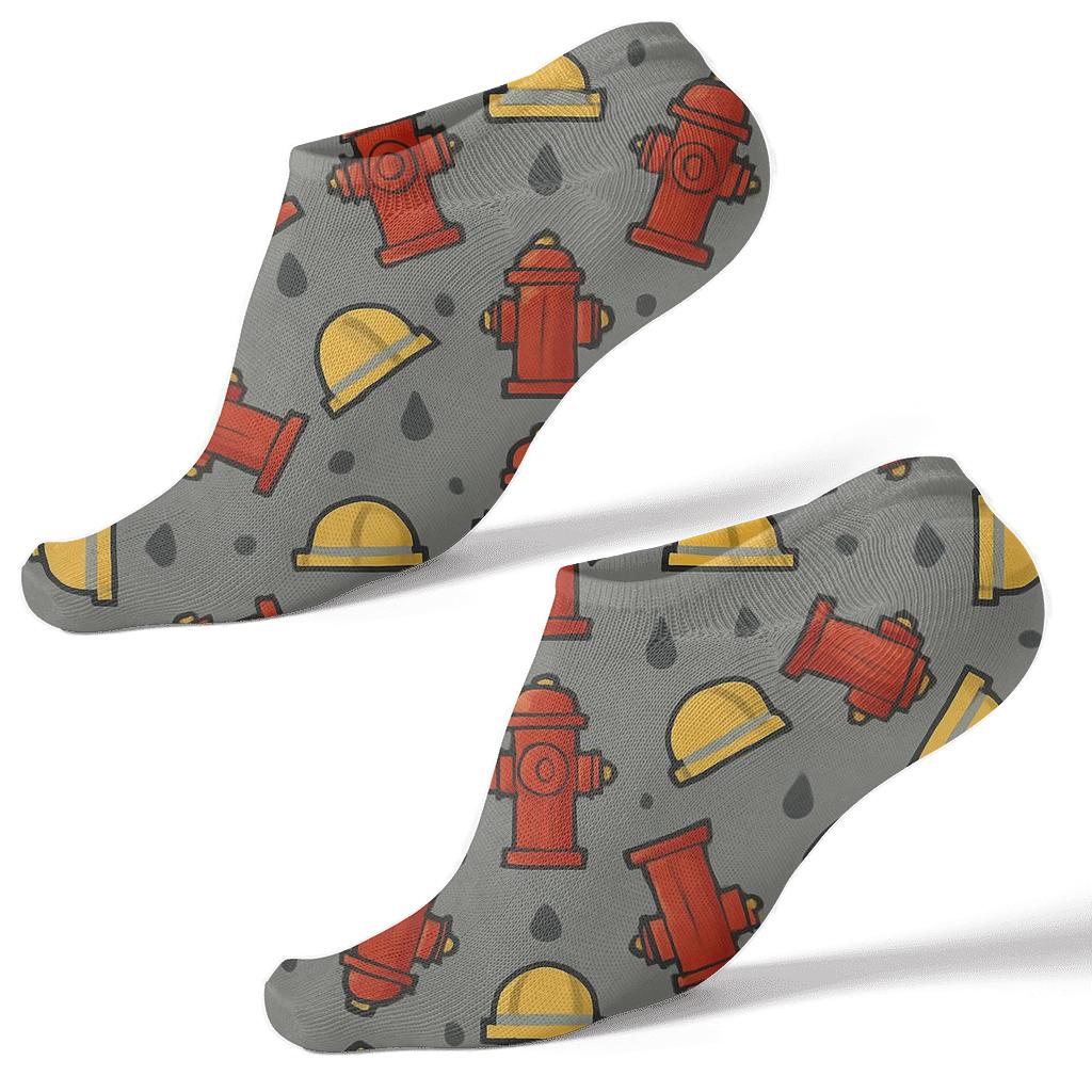 Hydrant Ring Pattern With Fire Fighter Helmets premium sports ankle socks