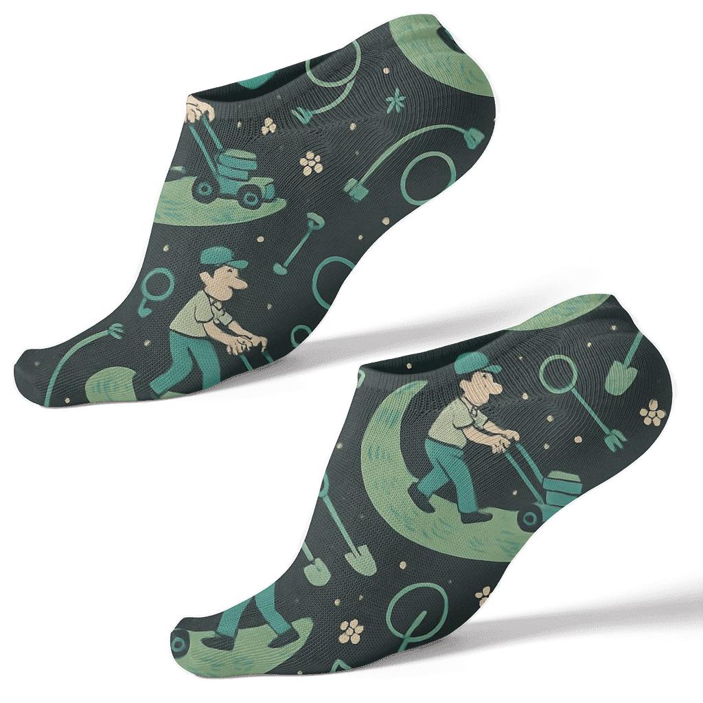 Moonlit Lawn Pattern With Groundskeeper Constellations custom ankle socks