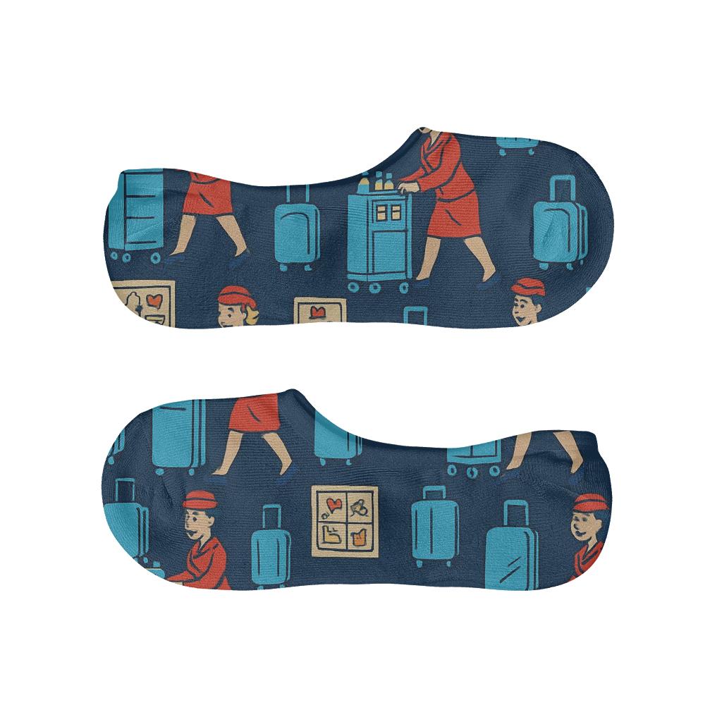 Flight Attendant Sky Service Luggage Lattice unique hidden socks