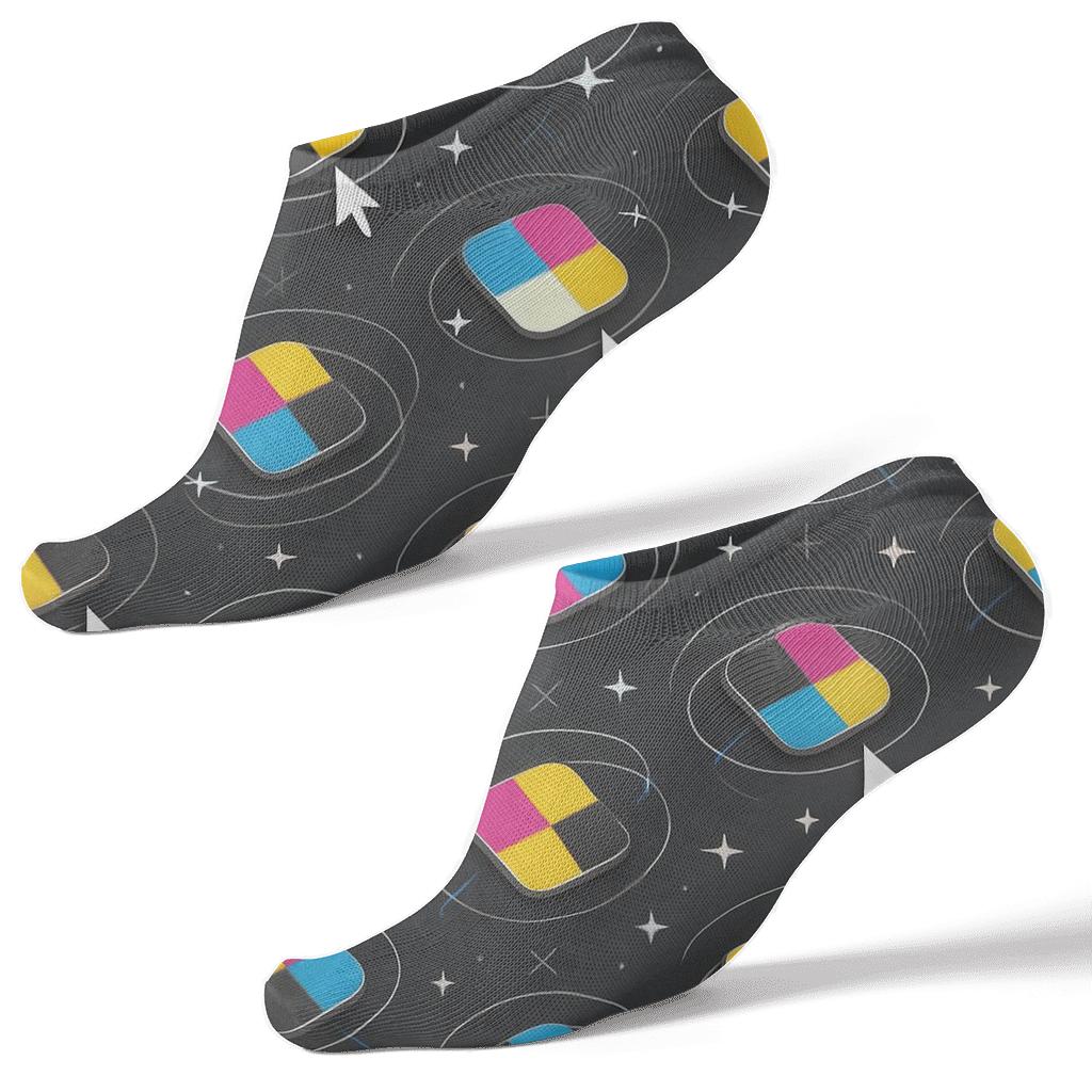 Chromatic Grid Constellations For Graphic Designer Dreamscapes personalized ankle socks
