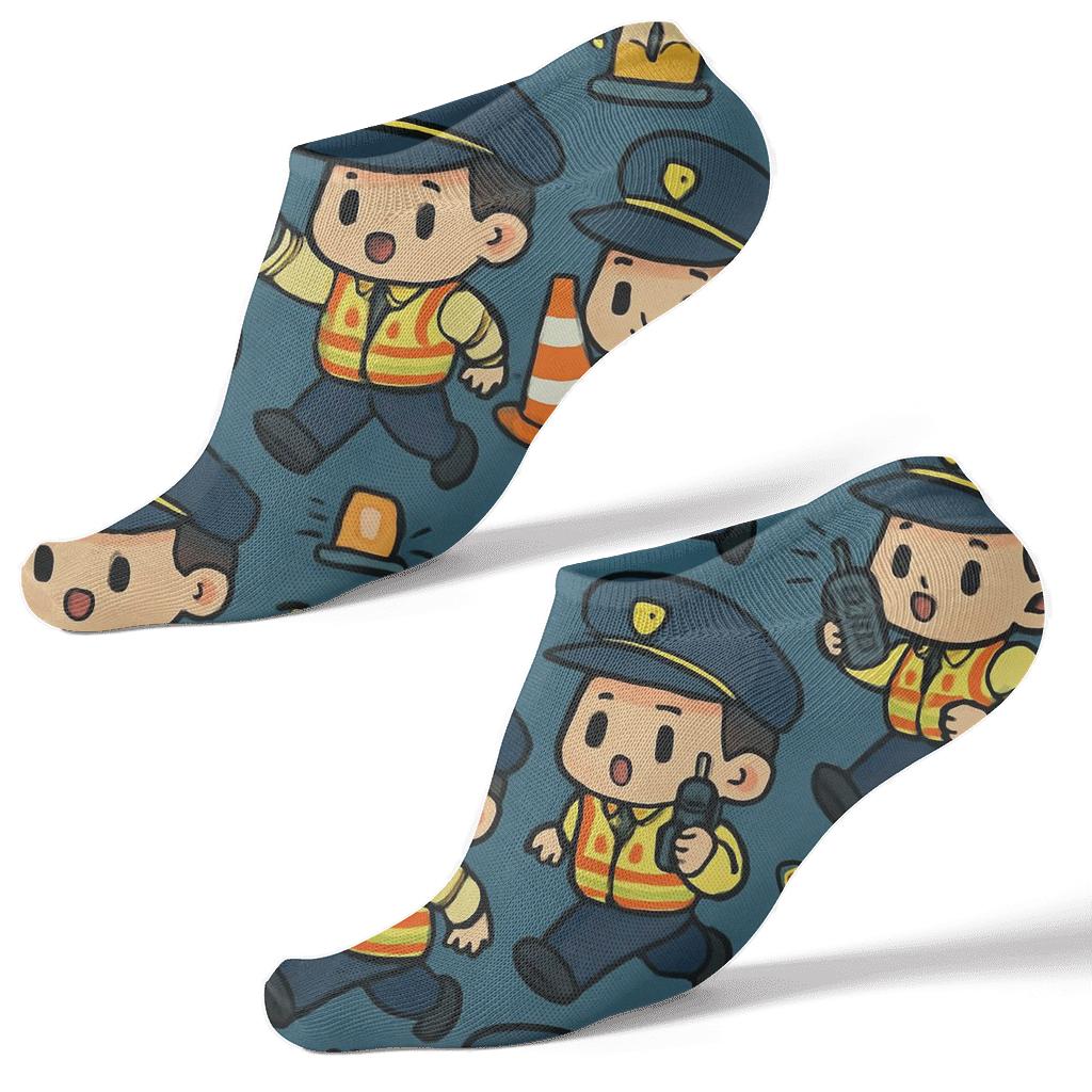 Caffeinated Checkpoint Parade With Security Guard Vibes designer print ankle socks