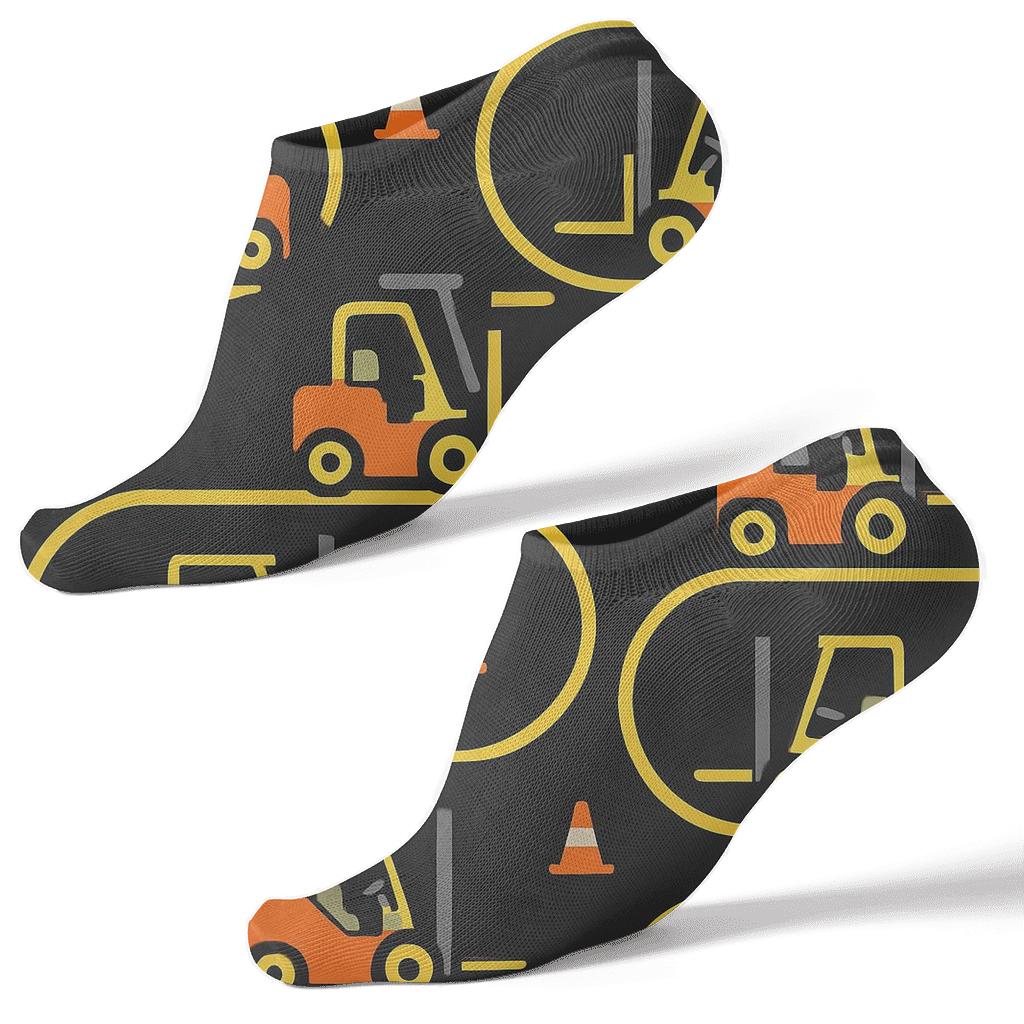 Neon Pallet Race With Forklift Operator Duo trendy patterned ankle socks
