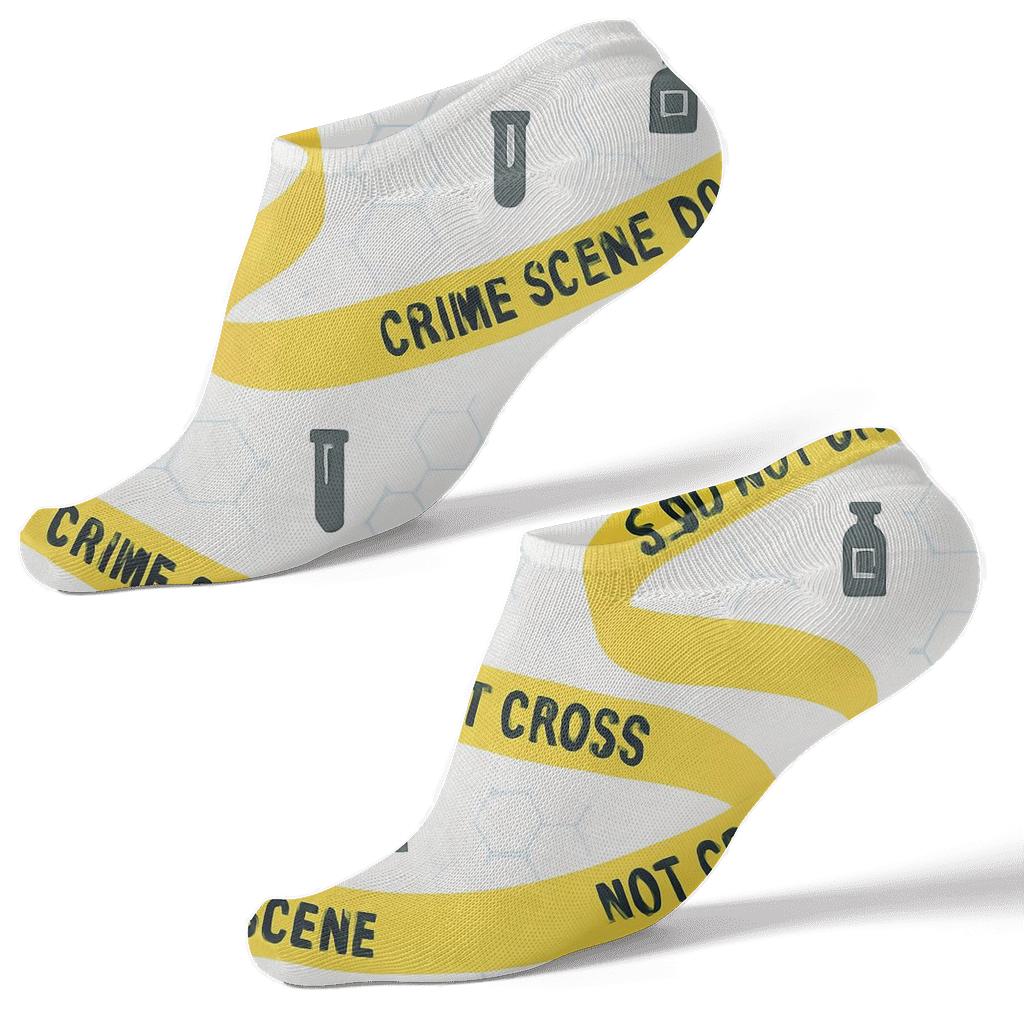 Celestial Crime Scene Tape With Forensic Scientist Motifs custom ankle socks