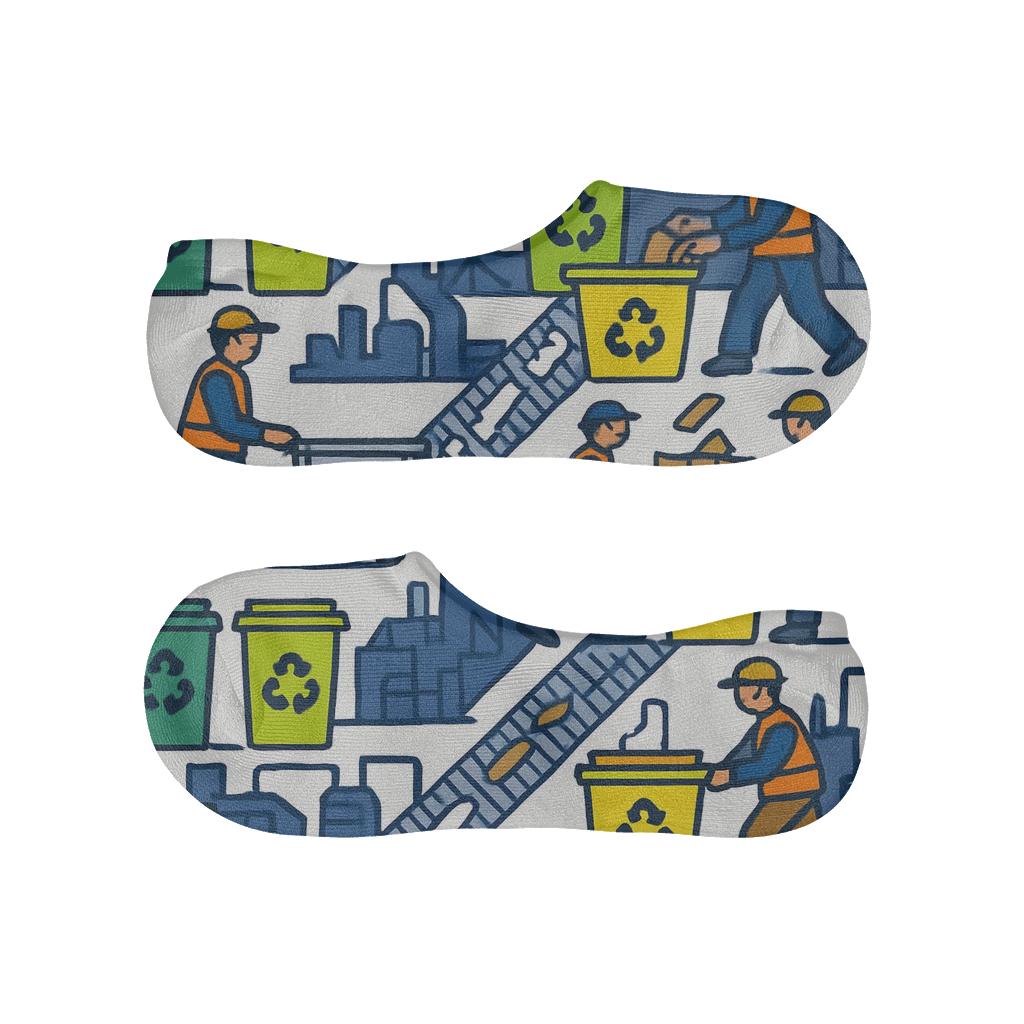Recycling Plant Worker Gridline Hustle Pattern personalized no-show socks