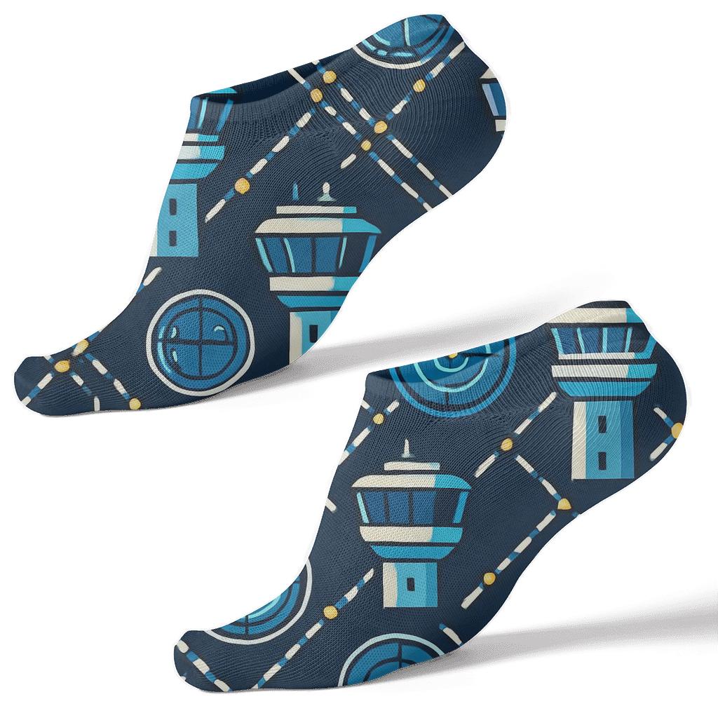 Runway Signal Lattice With Air Traffic Controller Precision soft everyday ankle socks