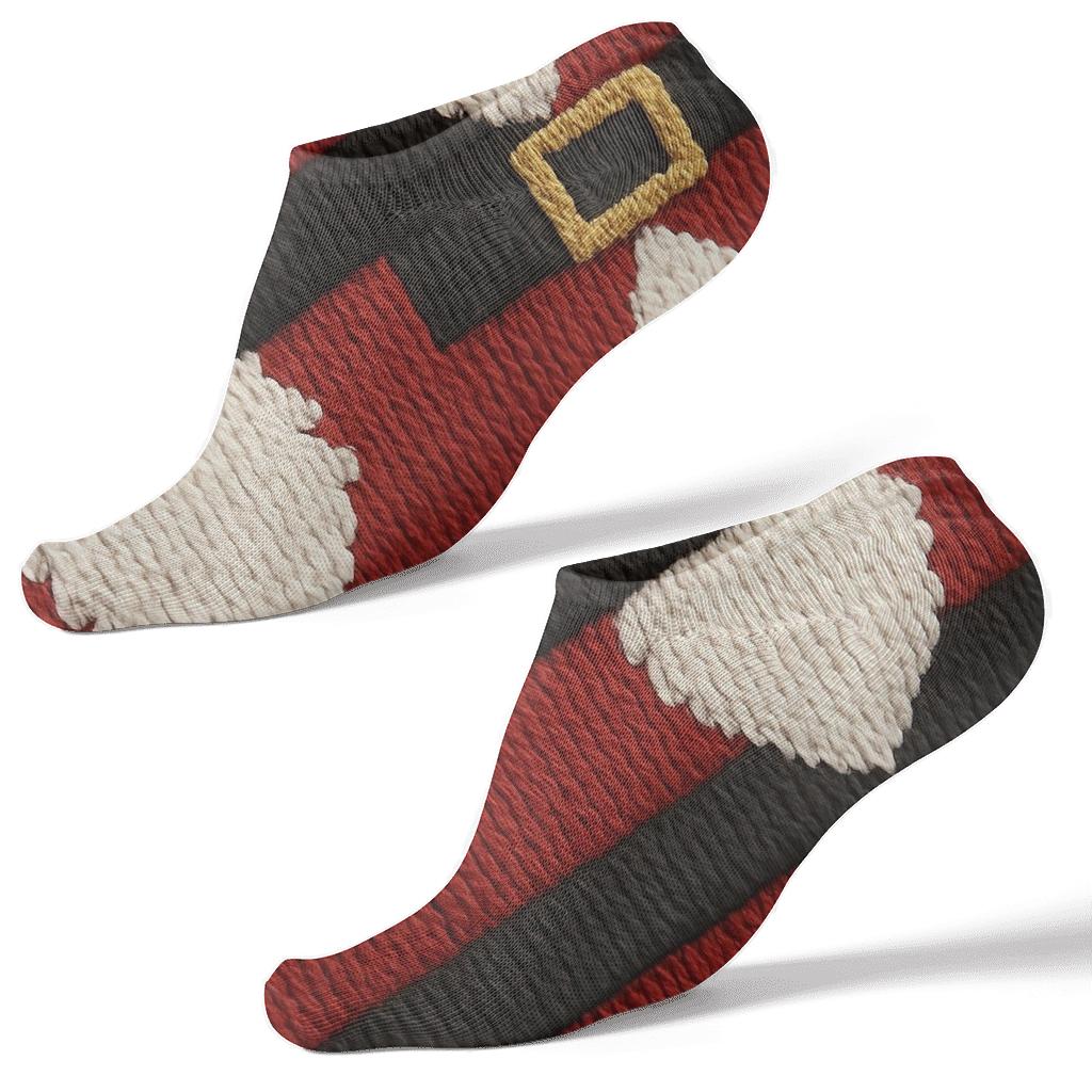 Belt And Beard Santa Suit Diagonal Repeat stylish athletic ankle socks