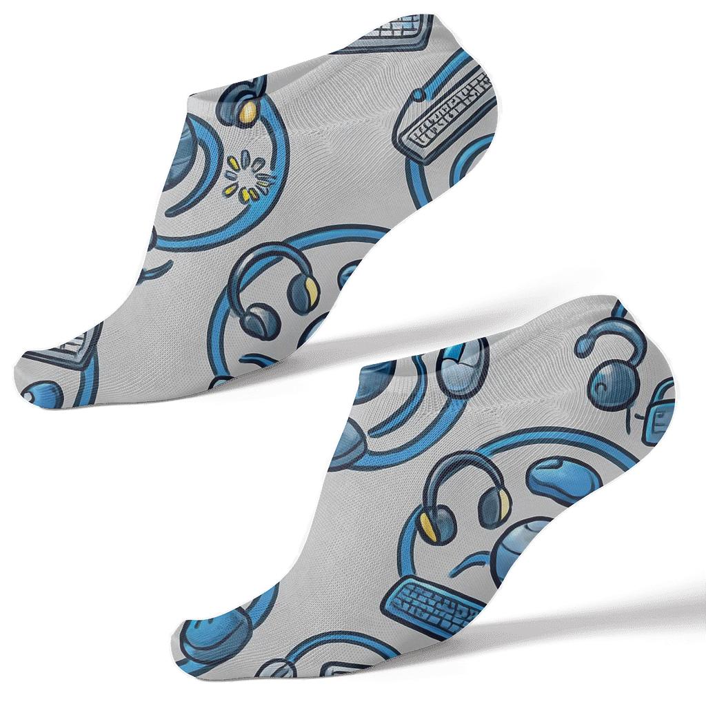 Keyboard Orbit With Digital It Support Specialist Motifs unique graphic ankle socks