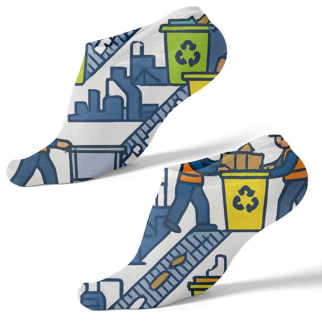 Recycling Plant Worker Gridline Hustle Pattern custom ankle socks