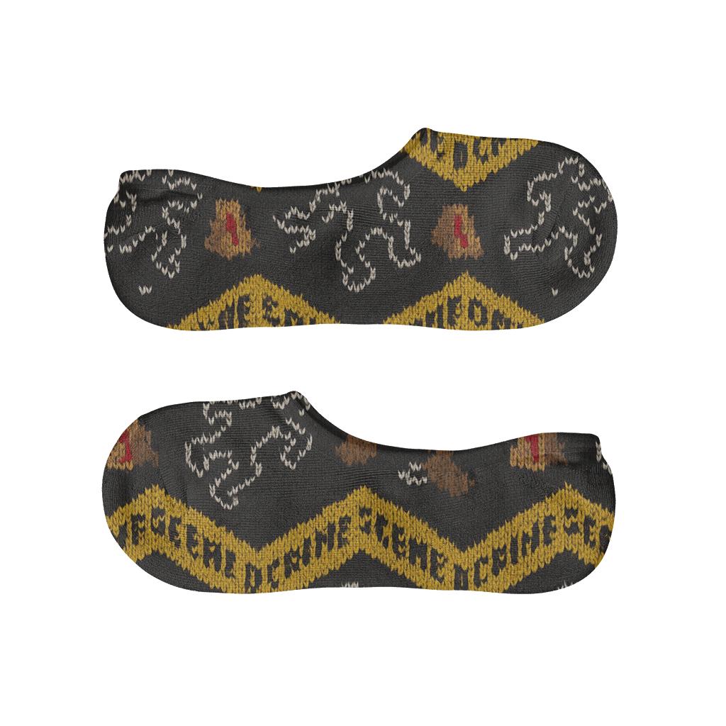 Crime Scene Investigator Evidence Tape Chevron Pattern designer printed no-show socks