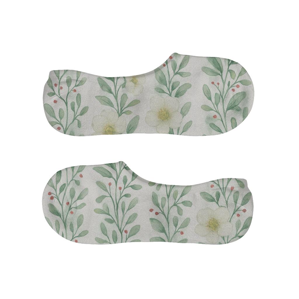 Mistletoe Garland Garden Stripe soft cotton no-show socks