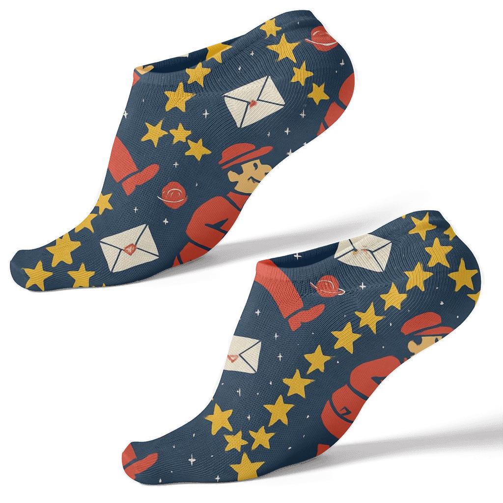 Celestial Route Grid With Postal Worker Icons personalized ankle socks