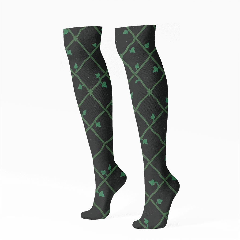 Celestial Ivy Trellis Constellation trendy patterned knee-high socks