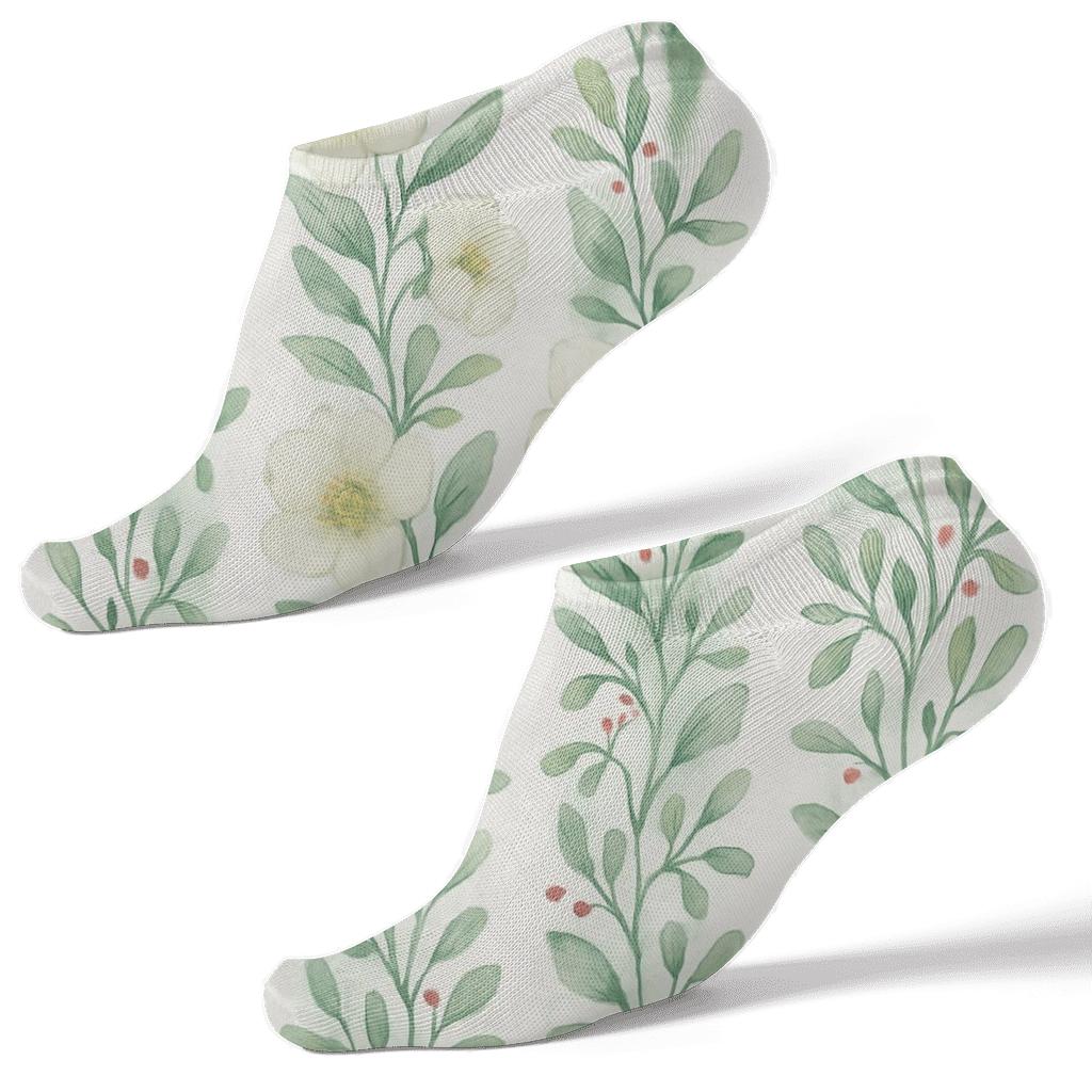 Mistletoe Garland Garden Stripe trendy patterned ankle socks