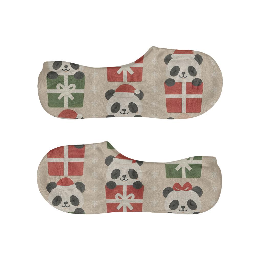 Panda Gift Box Checker Stripe soft cotton no-show socks