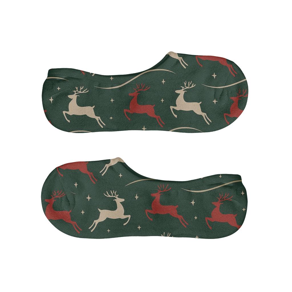Reindeer Silhouette Wave For Christmas Nights soft cotton no-show socks