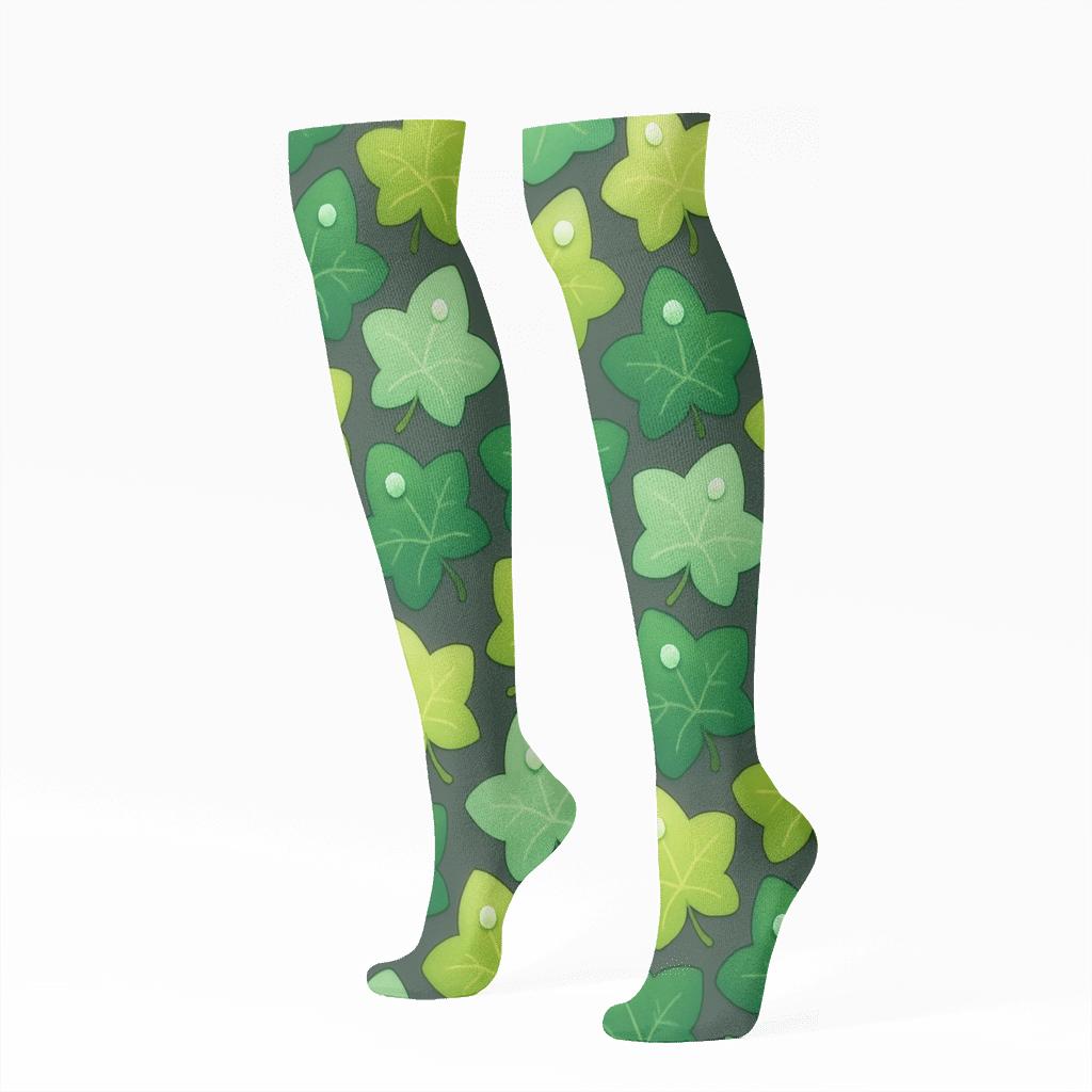 Nebula Ivy Dew Drop Mosaic designer print knee-high socks