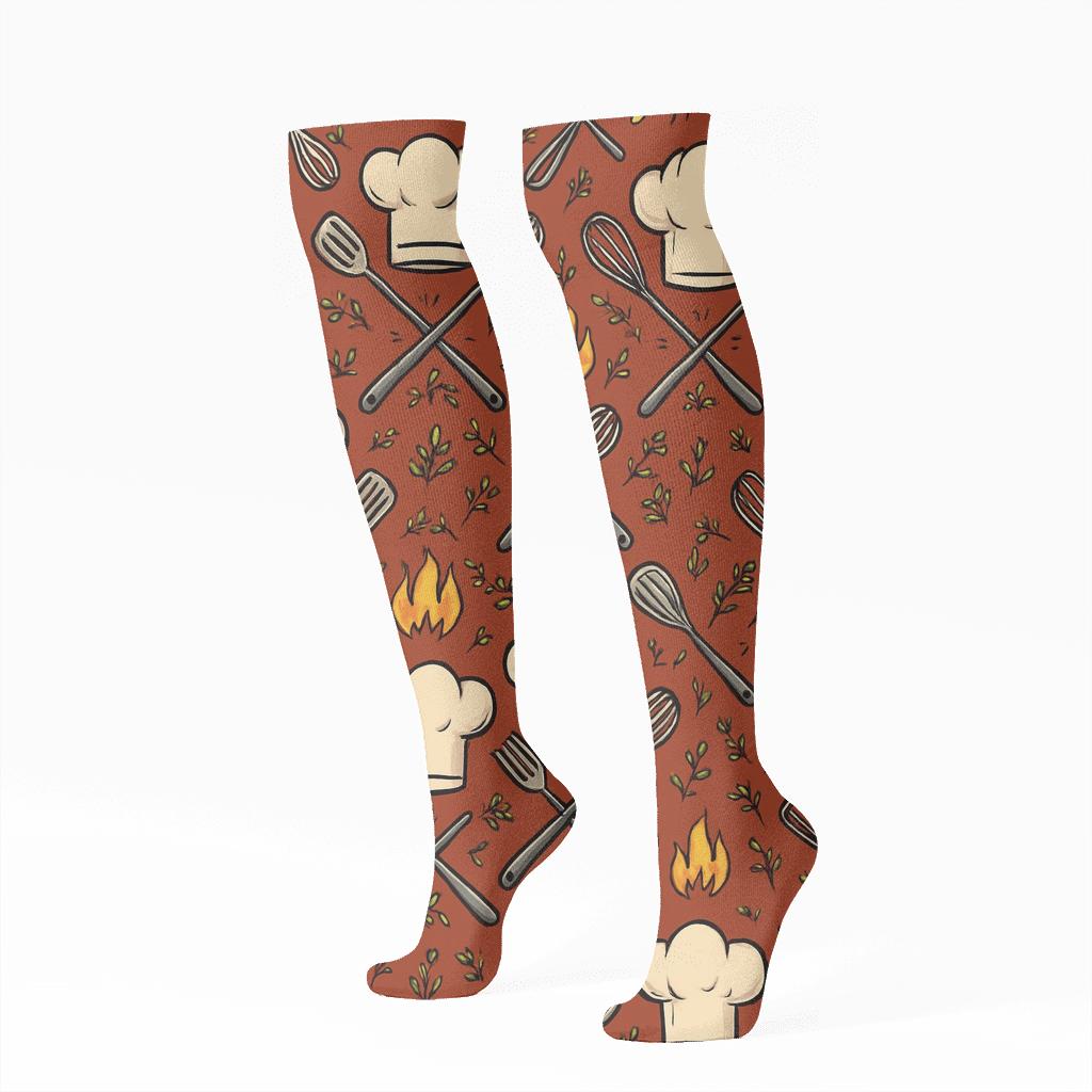 Chef Constellation Utensil Lattice unique graphic knee-high socks