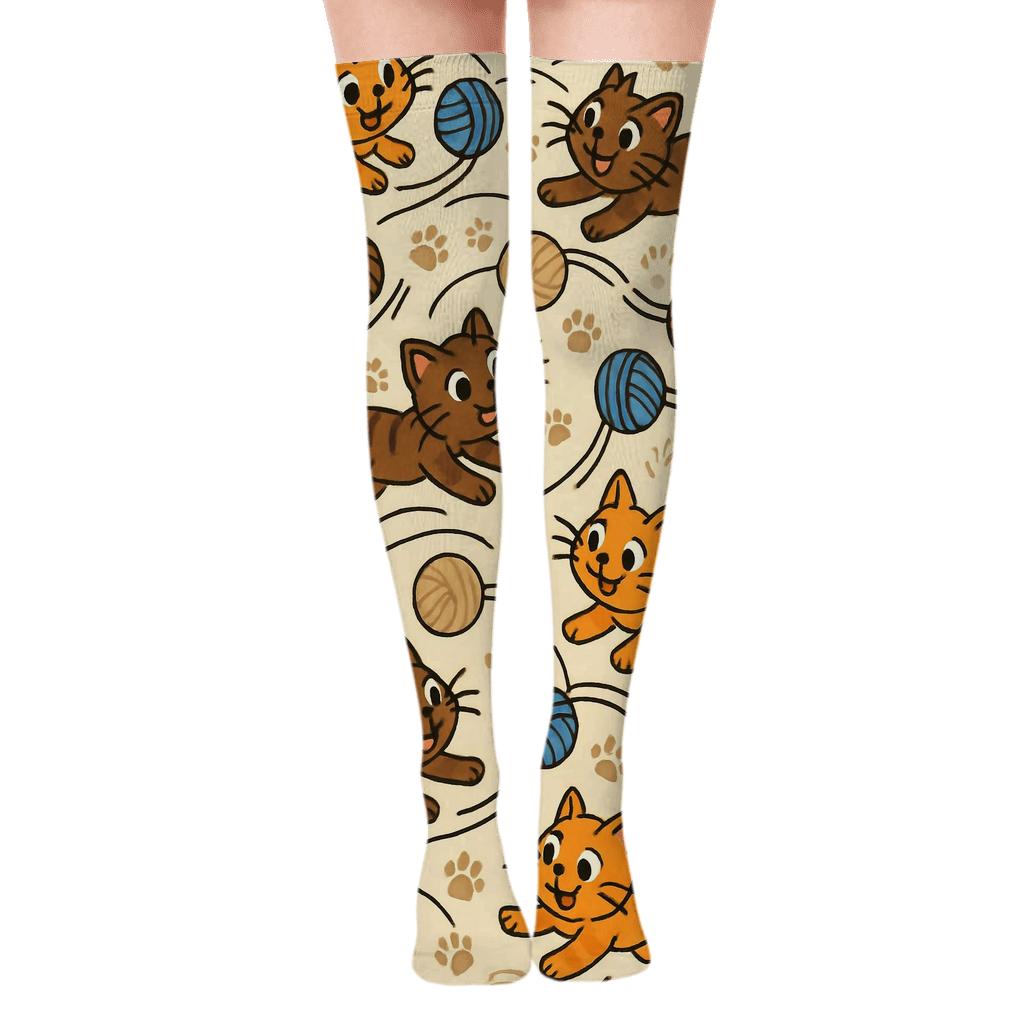 Garden Orbit Yarn Chase Cat Edition soft everyday over-the-knee socks