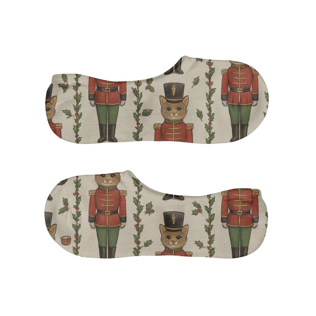 Dapper Cat Nutcracker March soft cotton no-show socks