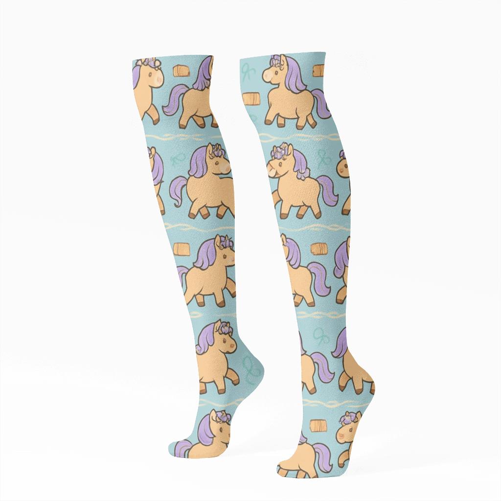 Crown Meadow Pony Parade Stripe premium sports knee-high socks