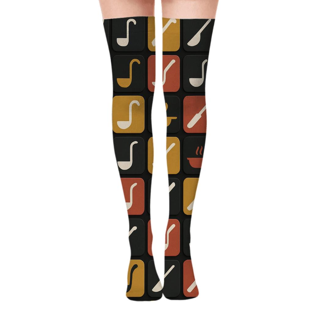 Galactic Apron Tiles Chef Edition custom over-the-knee socks