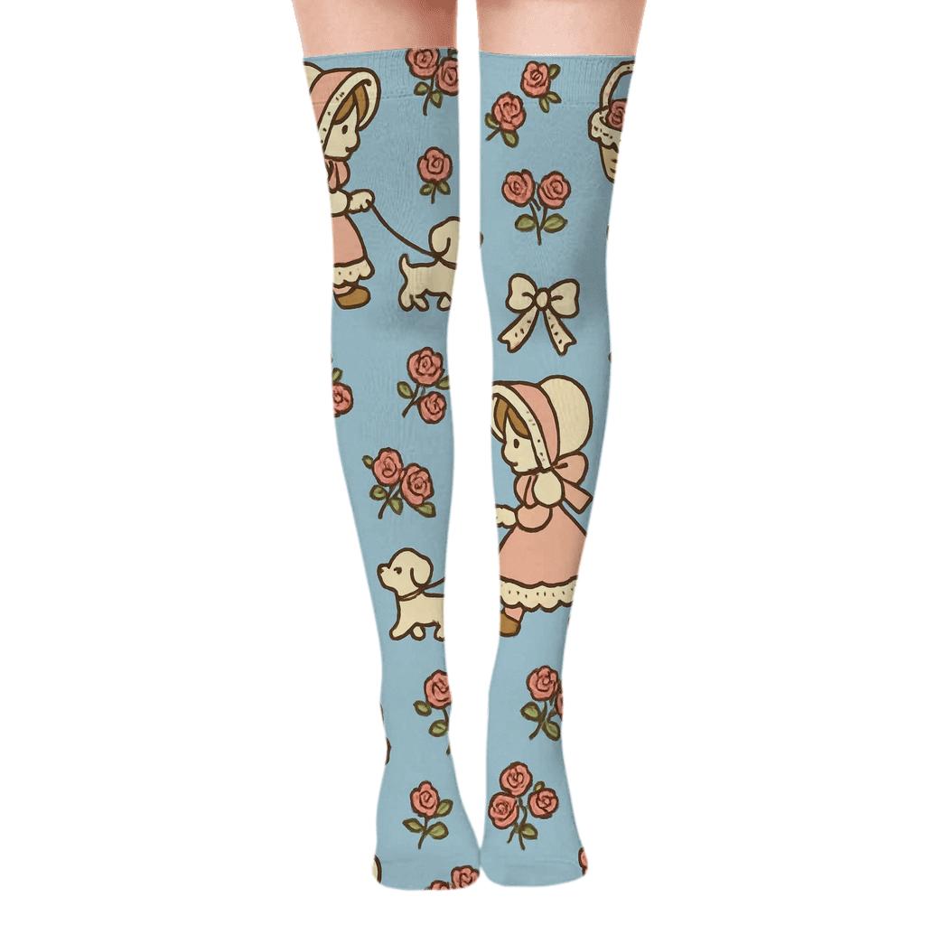 Mary Garden Stroll Pattern stylish fashion over-the-knee socks