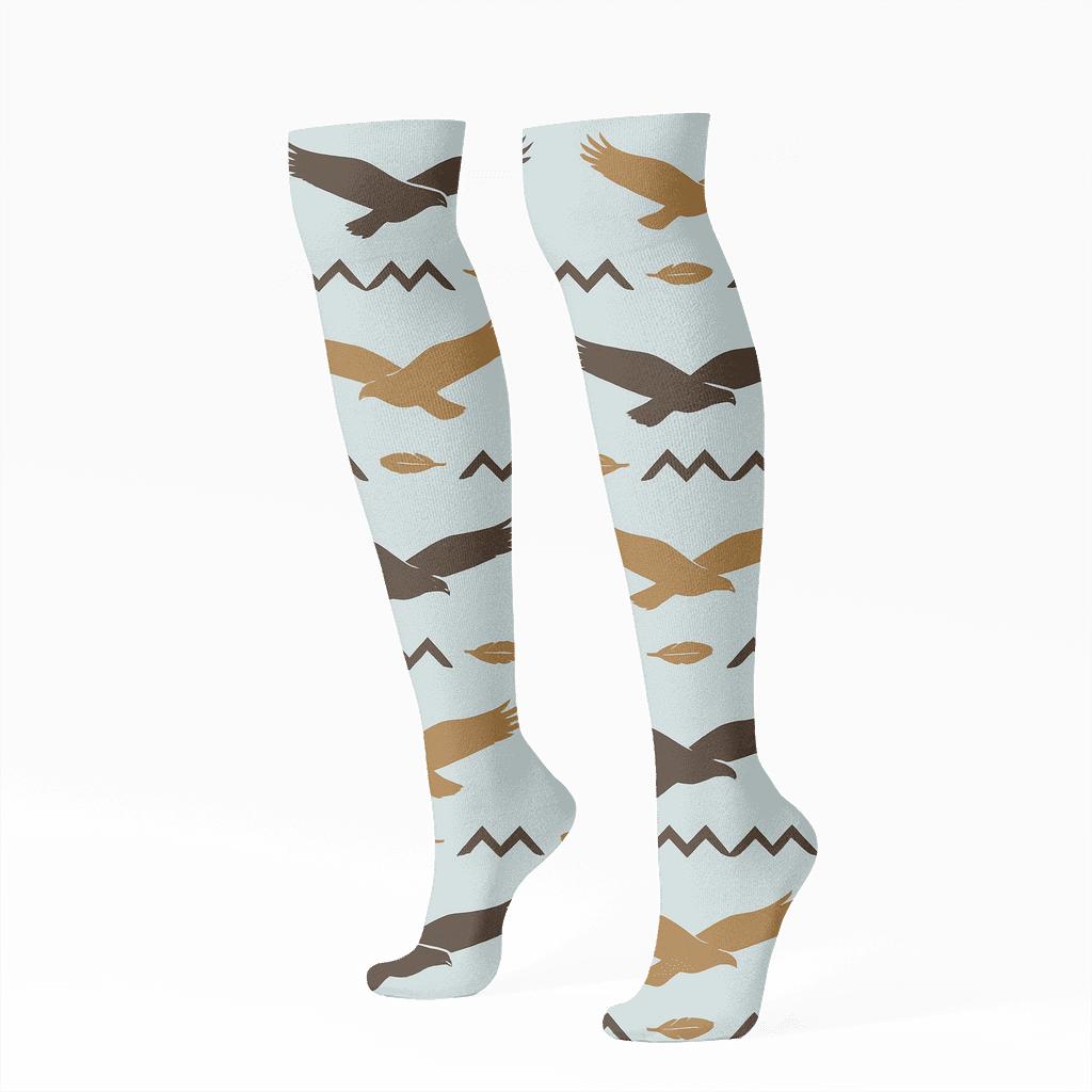 Sky Currents With Eagle Silhouette Bands comfortable cotton knee-high socks