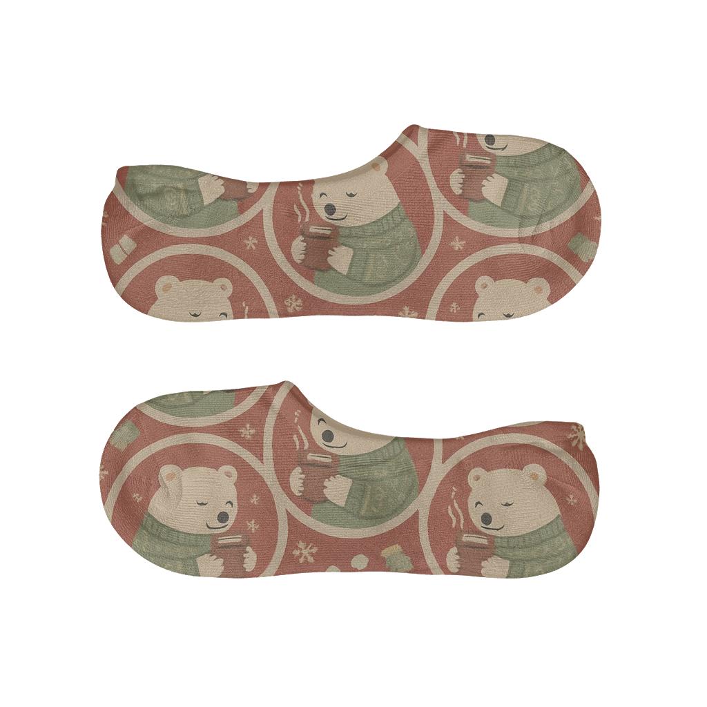 Polar Bear Cocoa Mug Medallions low cut no-show socks