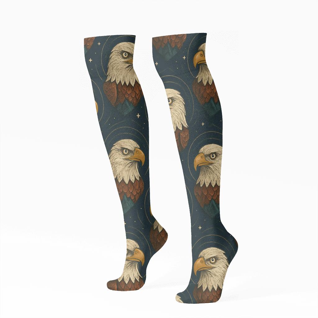 Eagle Constellation Crest Pattern trendy patterned knee-high socks