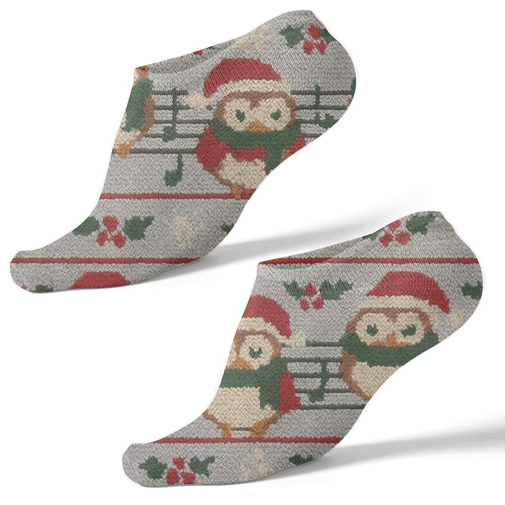 Knitted Owl Caroler Bands unique graphic ankle socks