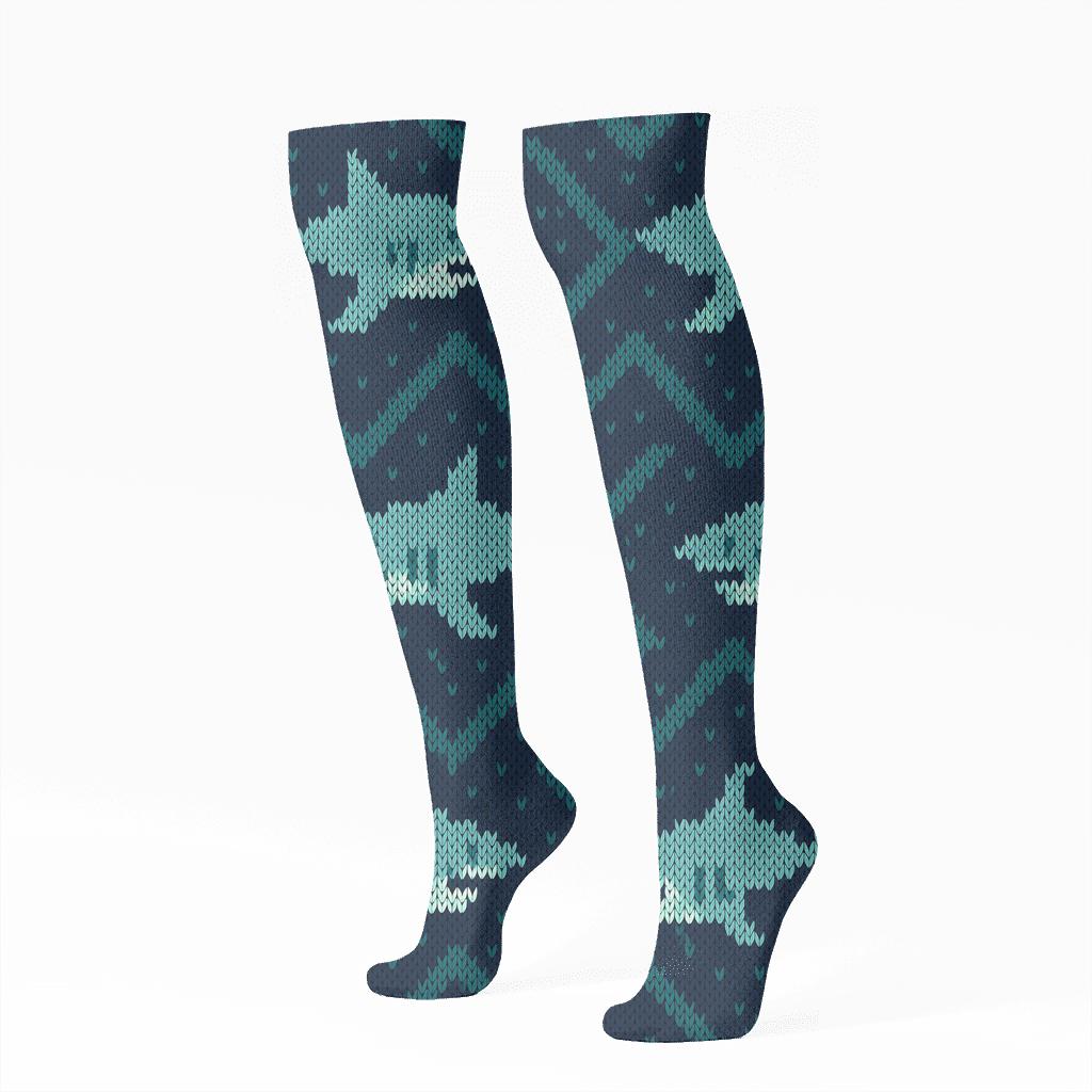 Shark Current Chevron Knit Illusion comfortable cotton knee-high socks